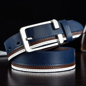Men's Striped High-Quality Leather Belt