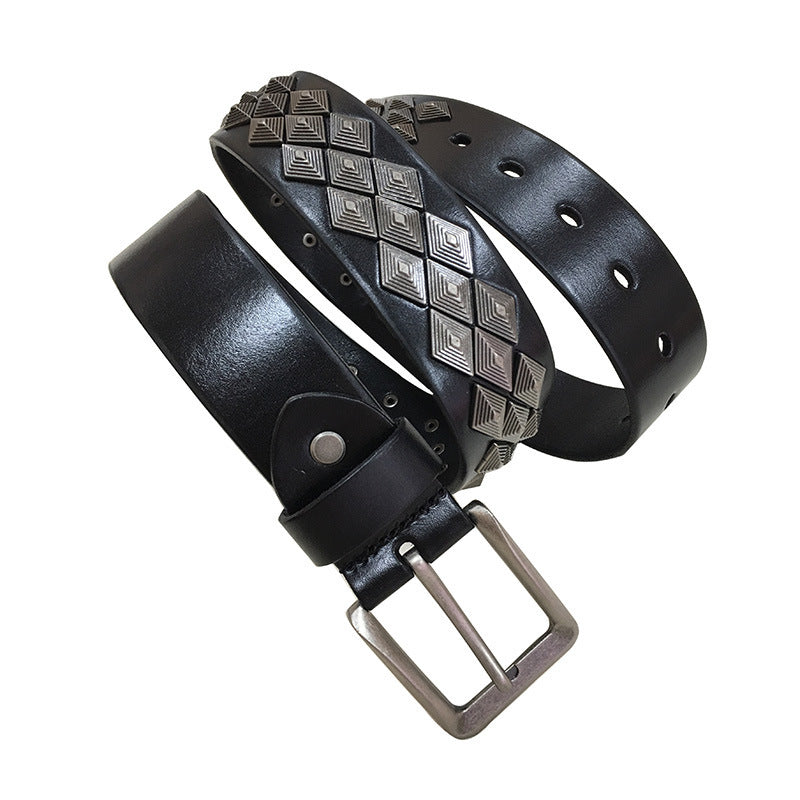 Alloy Rivet Leather Belt