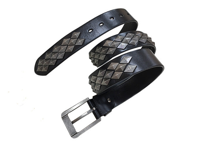 Alloy Rivet Leather Belt