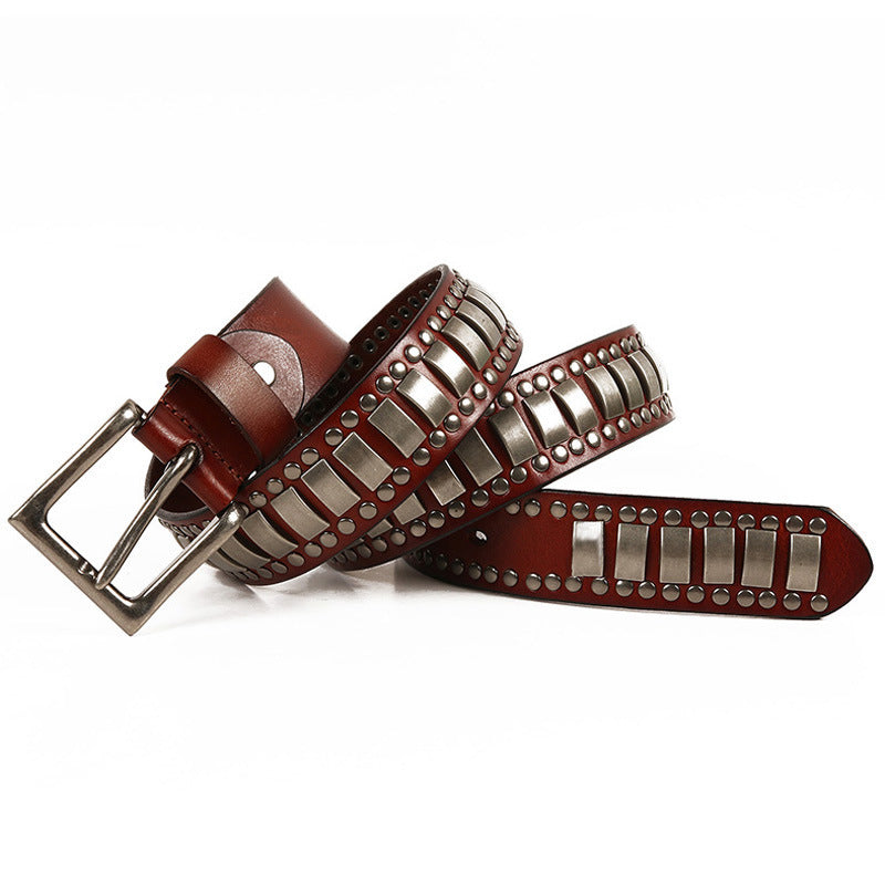 Men's Rivet Cowhide Leather Belt