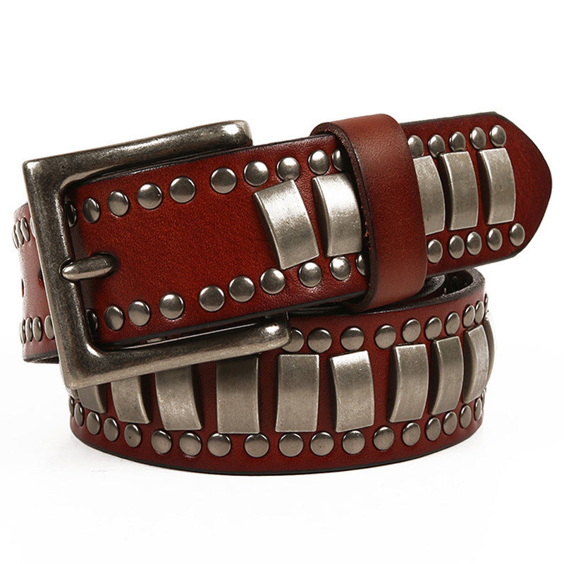 Men's Rivet Cowhide Leather Belt