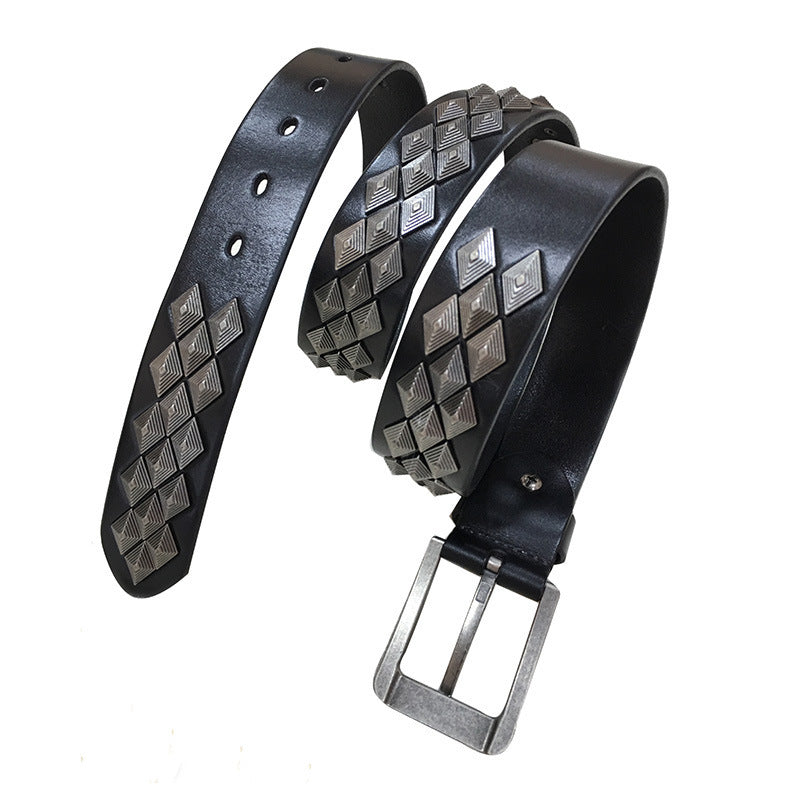Alloy Rivet Leather Belt