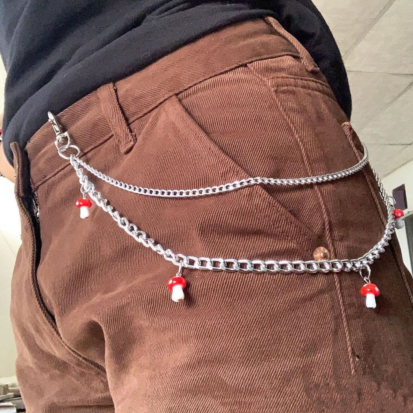 Ceramic Red Mushroom Pant Chain