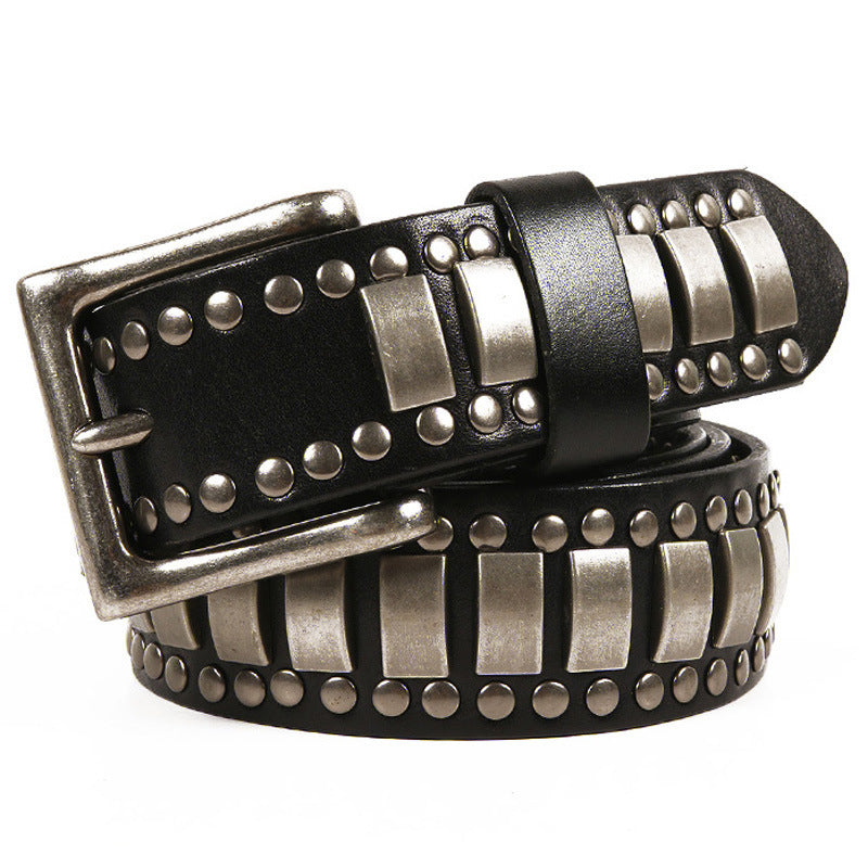 Men's Rivet Cowhide Leather Belt