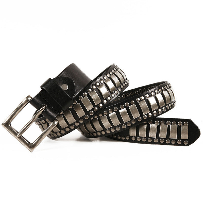 Men's Rivet Cowhide Leather Belt