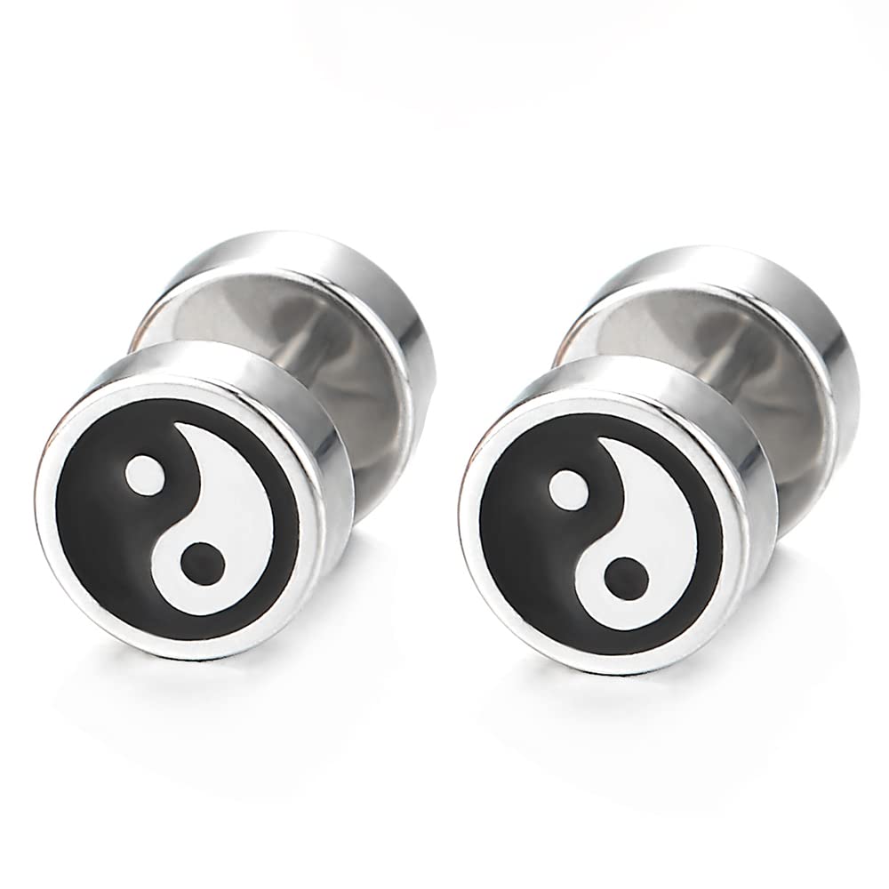 Black & White Yin-yang Stud Earring Gauges