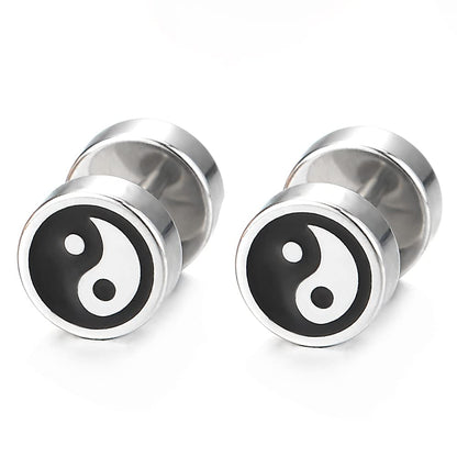 Black & White Yin-yang Stud Earring Gauges