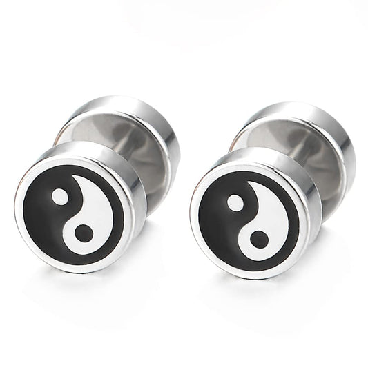 Black & White Yin-yang Stud Earring Gauges