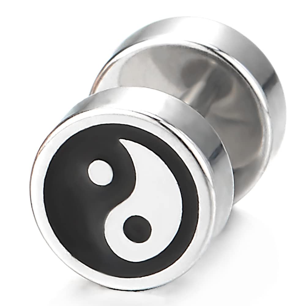 Black & White Yin-yang Stud Earring Gauges