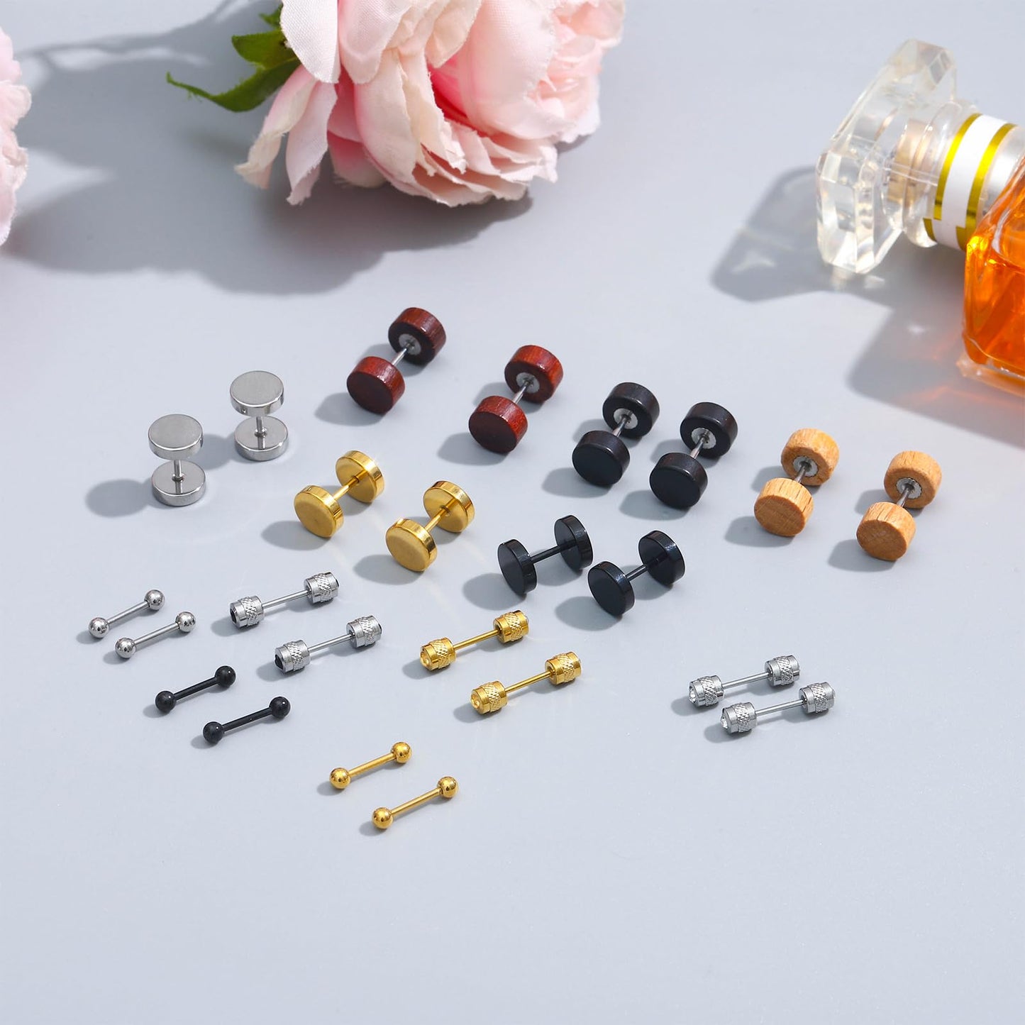 12 Pairs Stainless Steel Stud Earrings