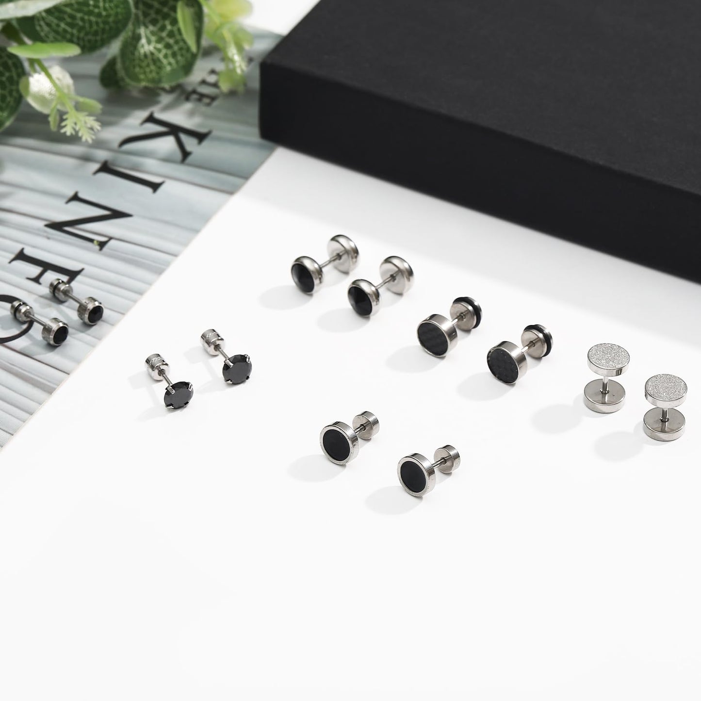 12 Pairs Stainless Steel Stud Earrings