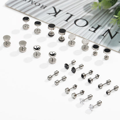 12 Pairs Stainless Steel Stud Earrings