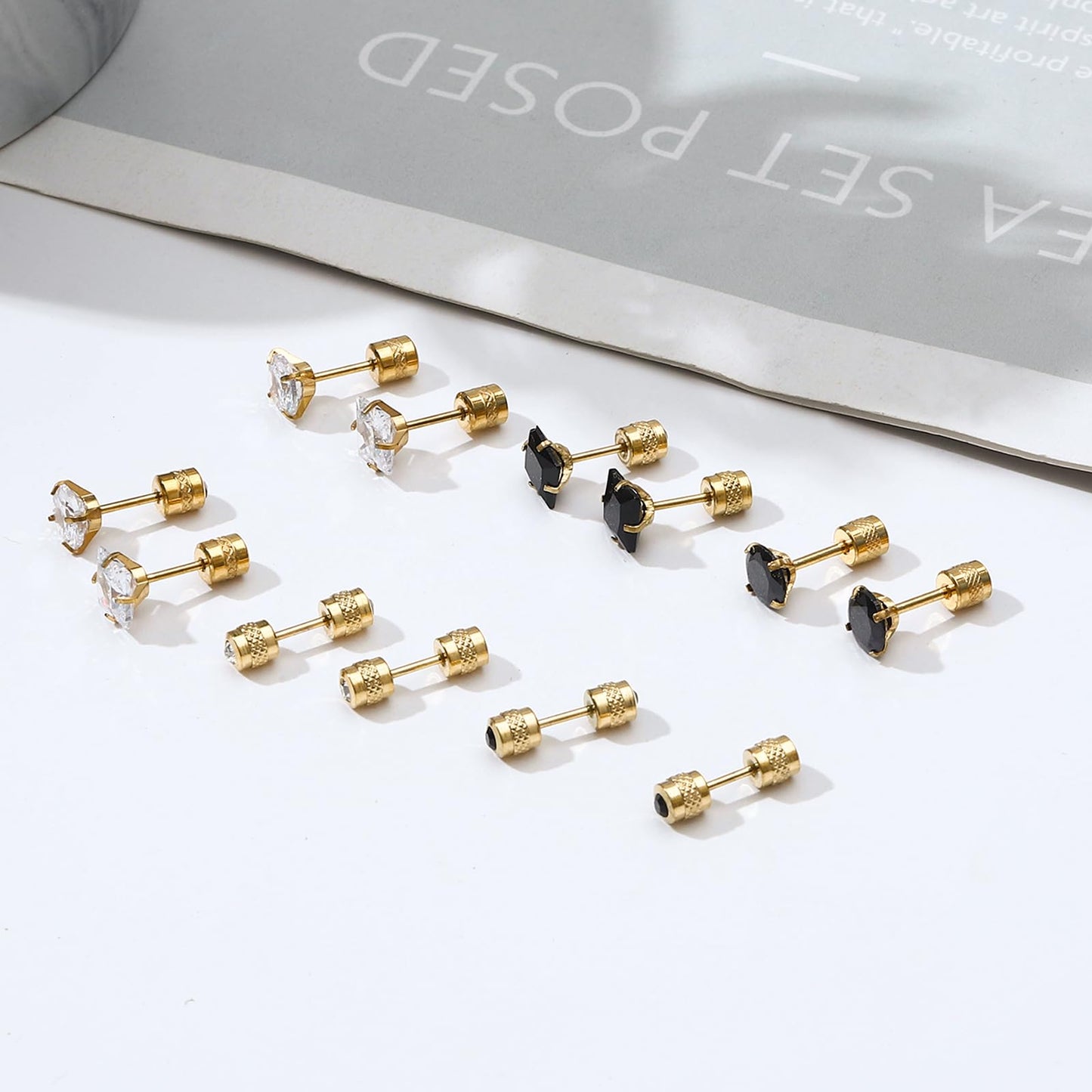 12 Pairs Stainless Steel Stud Earrings