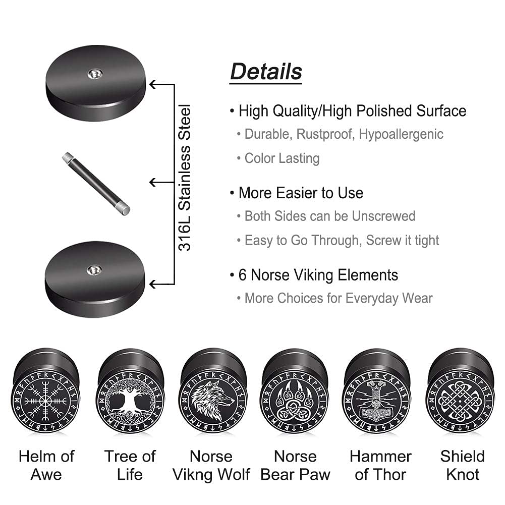 Stainless Steel Viking Gauge Earrings