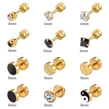 12 Pairs Stainless Steel Stud Earrings