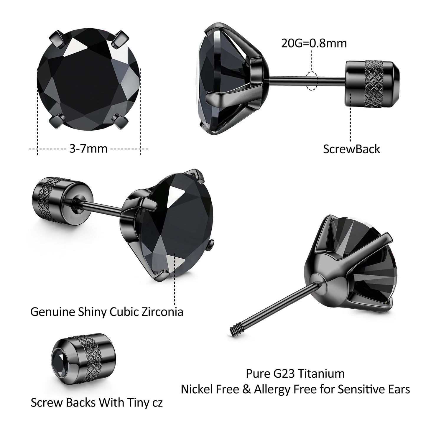 Titanium Screw Back Earrings