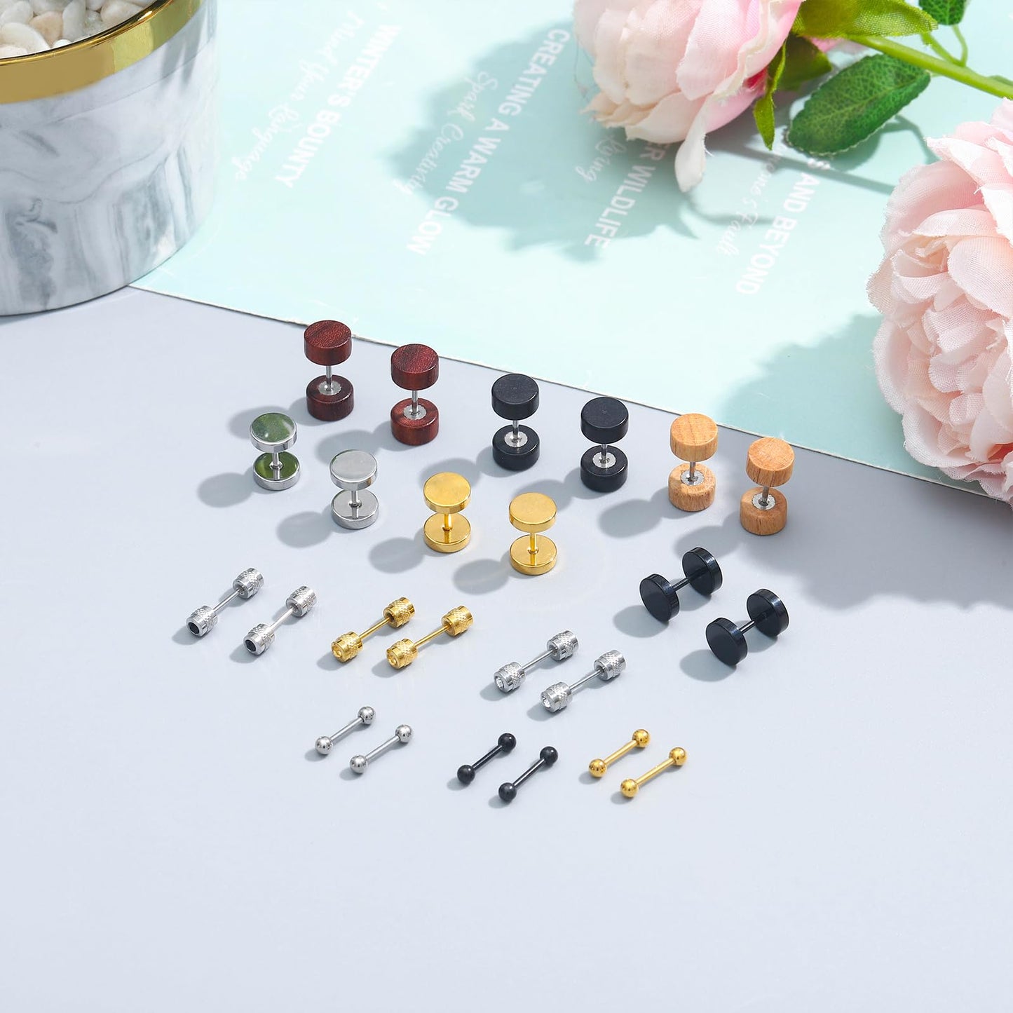 12 Pairs Stainless Steel Stud Earrings