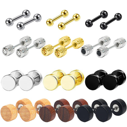 12 Pairs Stainless Steel Stud Earrings
