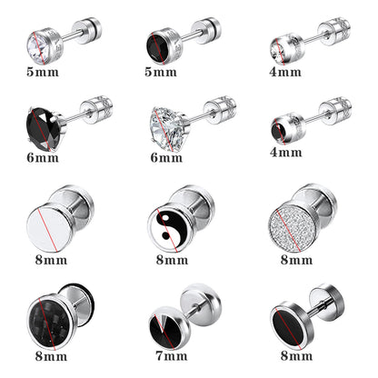 12 Pairs Stainless Steel Stud Earrings