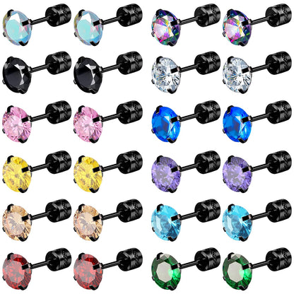 12 Pairs Stainless Steel Stud Earrings