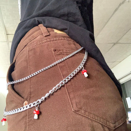 Ceramic Red Mushroom Pant Chain