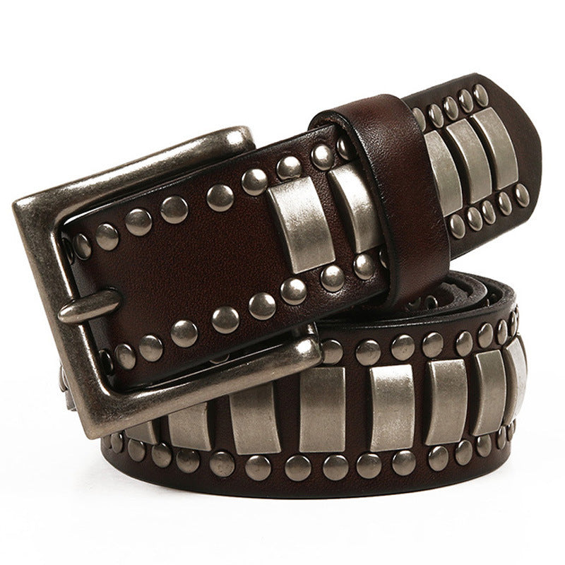 Men's Rivet Cowhide Leather Belt