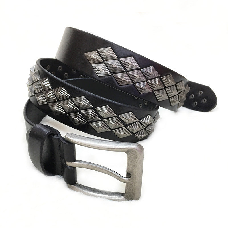 Alloy Rivet Leather Belt