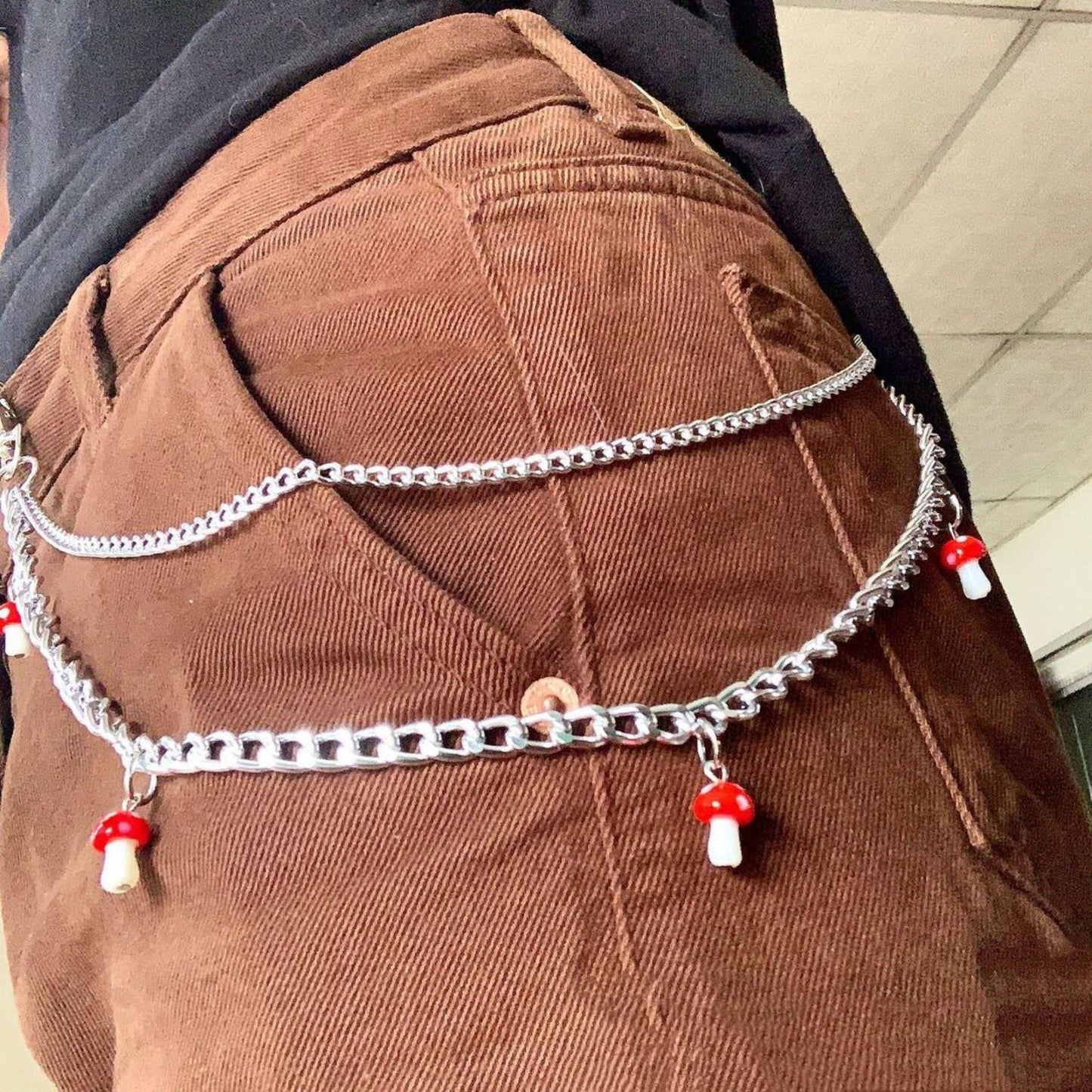 Ceramic Red Mushroom Pant Chain