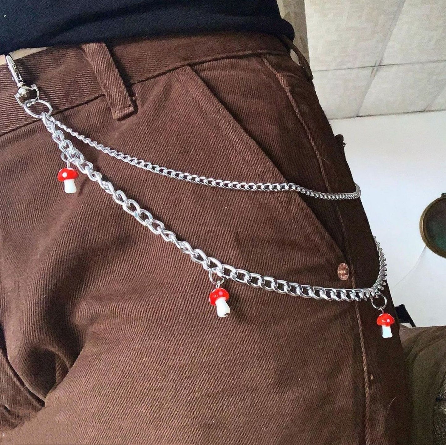 Ceramic Red Mushroom Pant Chain